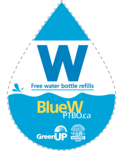 blue dot campaign logo Blue drop with W free water refills
