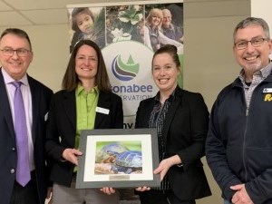 Award Presentation of a framed Turtle photo with Otonabee Conservation and Park and Zoo Reps.