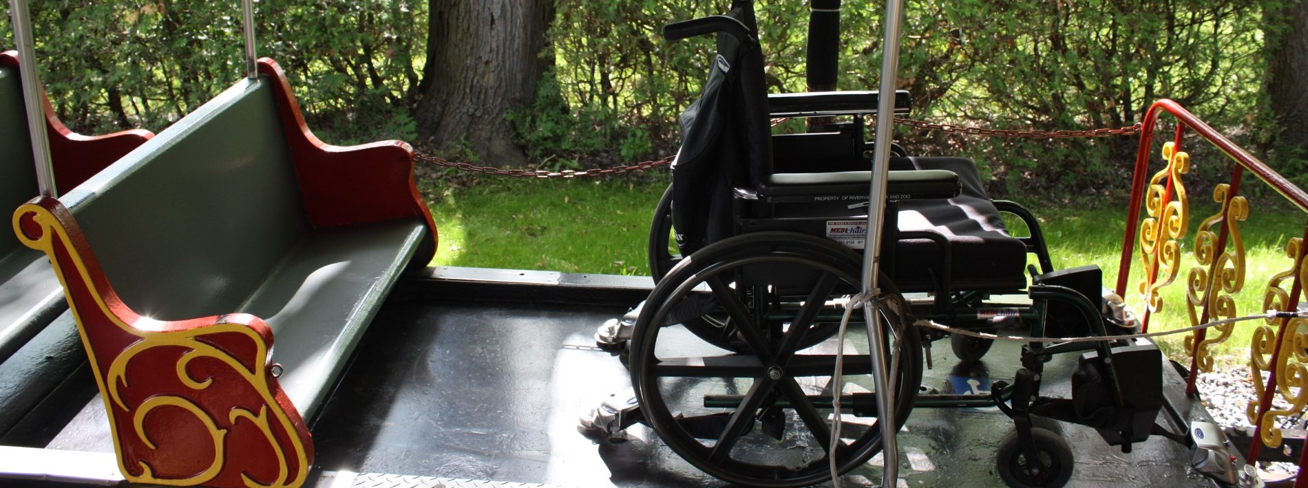 wheelchair accessible cart on miniature train ride