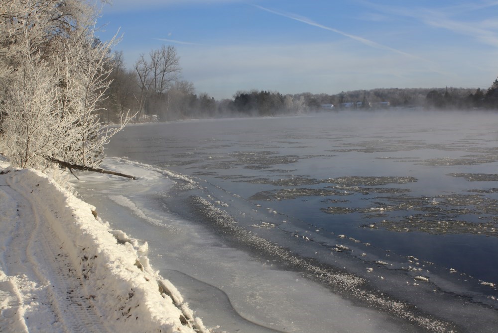 winter scene of shoreline