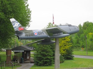 replica sabre jet mounted on concrete pole