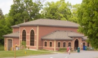 brick building containing washrooms