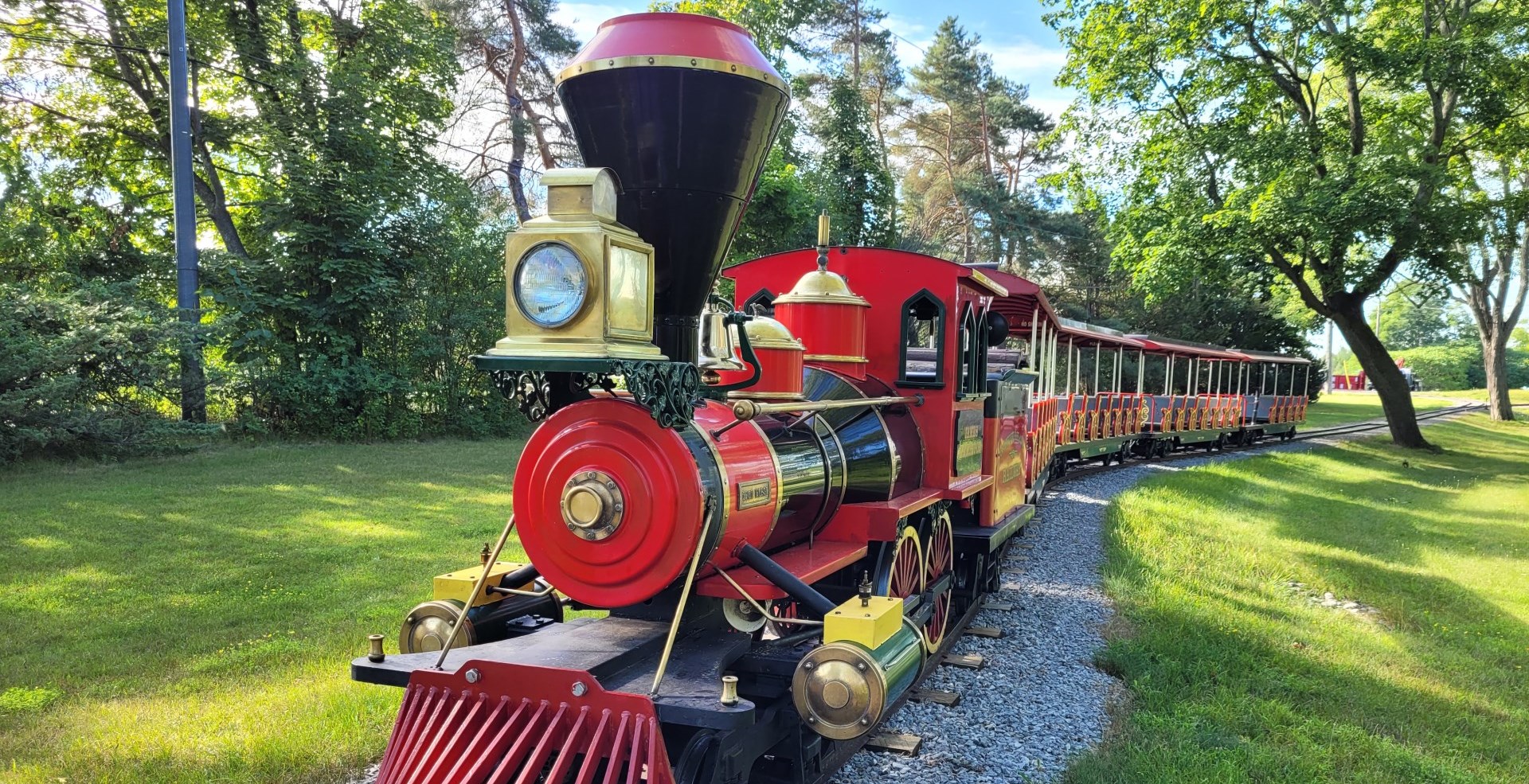 miniature train ride on the tracks