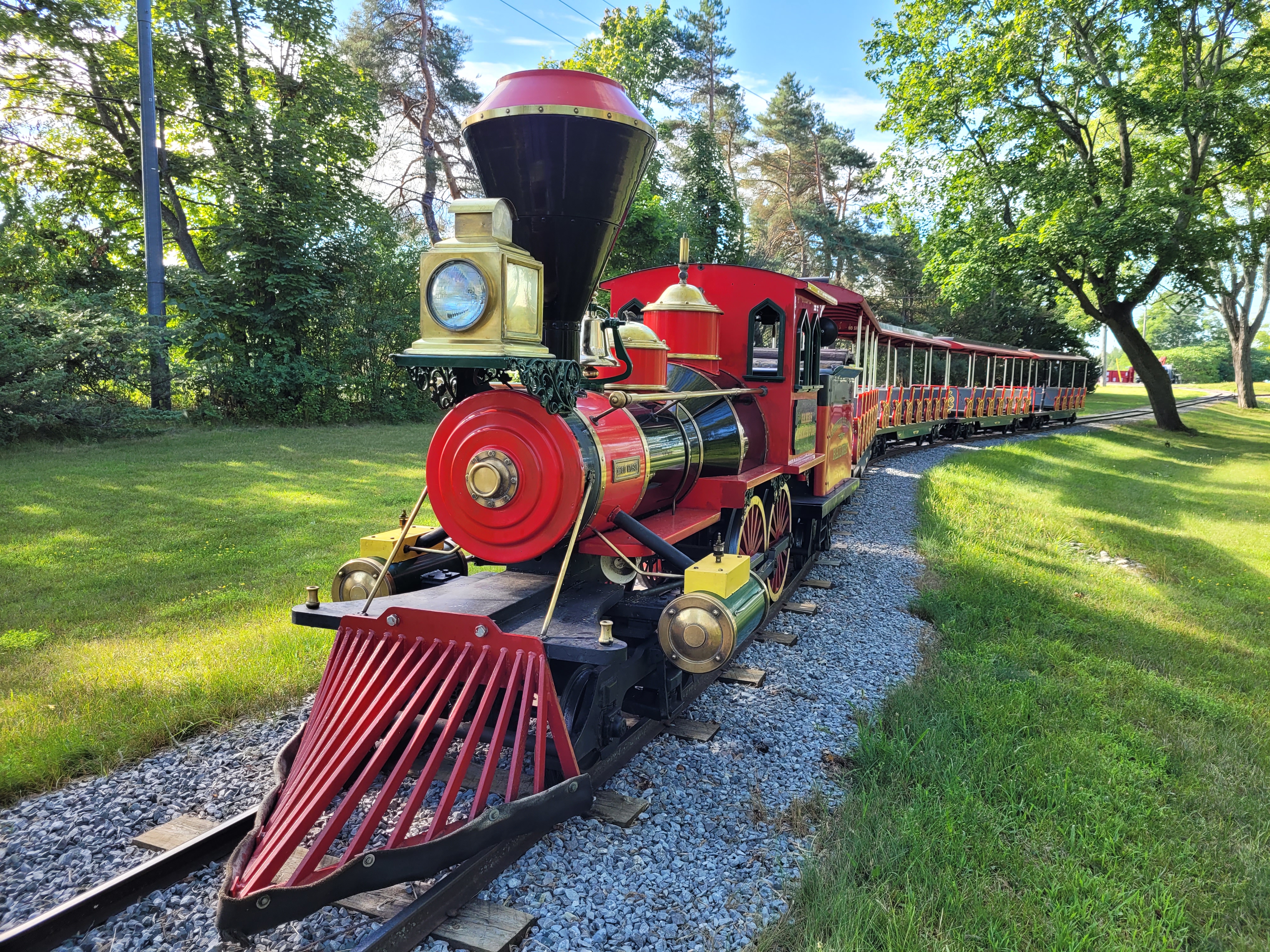 miniature train ride on the tracks