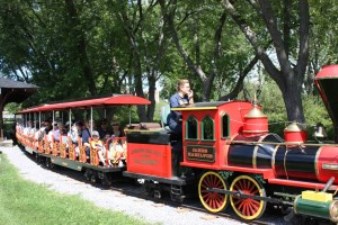 miniature train ride with passengers