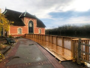 new deck and walk way leading up to the restored Dobbin building