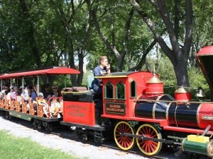 miniature train on the tracks