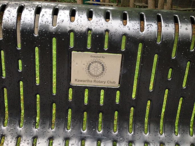 close up of Rotary Club dedication bench