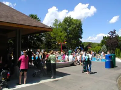 busy splash pad opening day