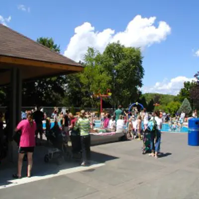 busy splash pad opening day