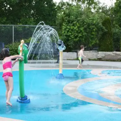 sprayer spouting water in the splash pad